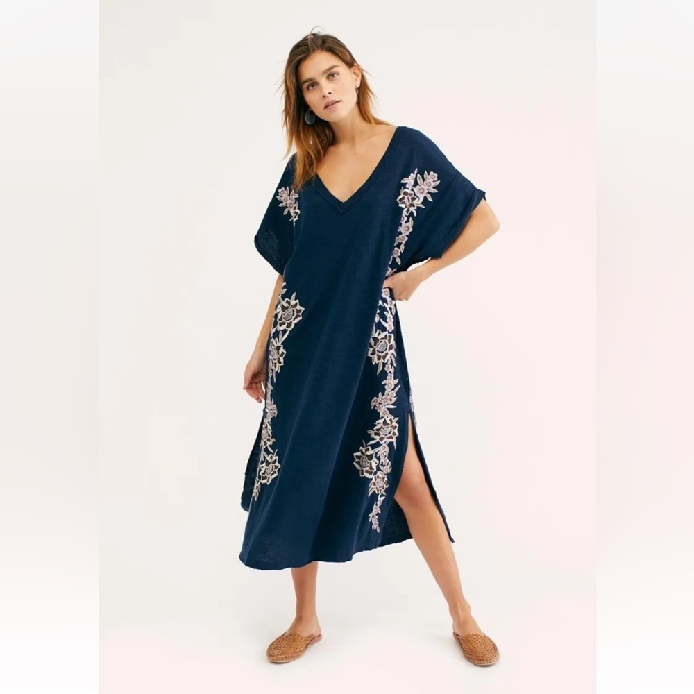 FREE PEOPLE Sunshine Maxi Tee Embroidered Dress